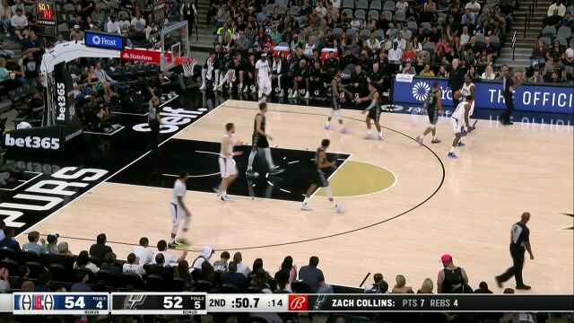 NBA常规赛：快船vs马刺第2节 英文解说回放