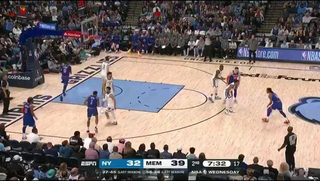 NBA常规赛：尼克斯vs灰熊第2节中文解说回放
