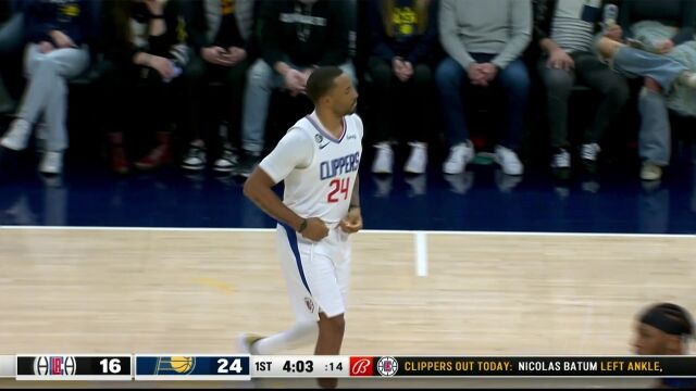  NBA常规赛：快船vs步行者第1节中文解说回放