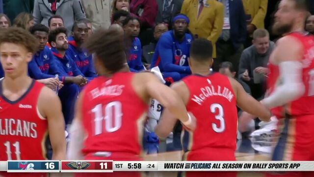 在这个位置竟敢不防守？麦科勒姆三分出手轰炸篮筐