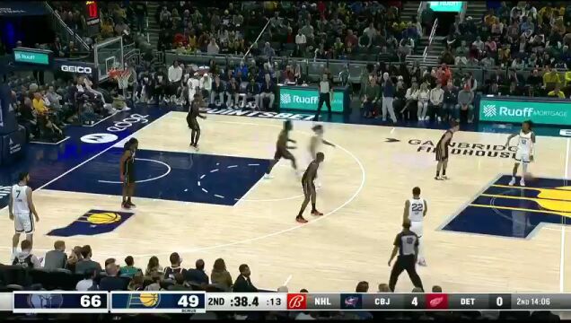 NBA常规赛：灰熊vs步行者中文解说全场回放