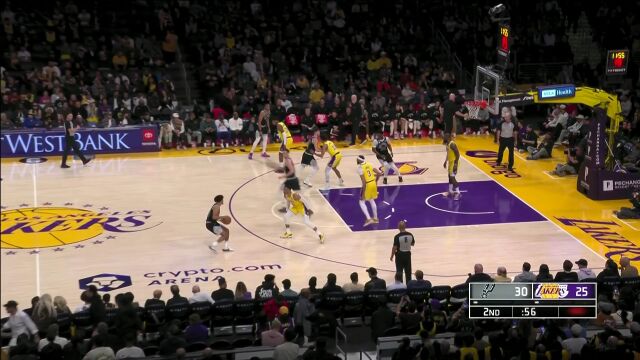 NBA常规赛：马刺vs湖人第2节中文解说回放