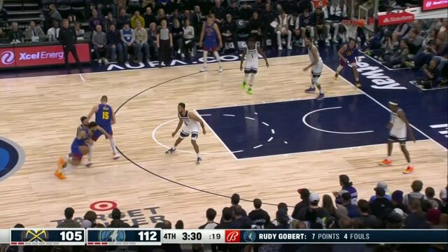 NBA常规赛：掘金vs森林狼第4节英文原声回放