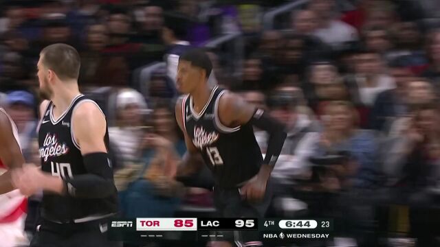 祖巴茨内线一防二 乔治突破暴扣畅通无阻