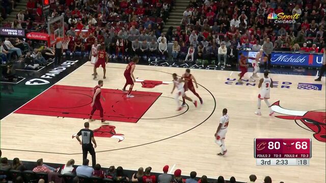 NBA常规赛：骑士vs公牛第3节 英文解说回放