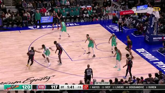 NBA常规赛：马刺vs活塞加时一 中文解说回放