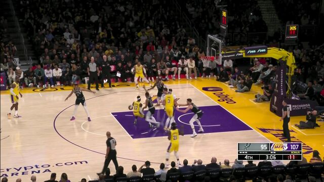 NBA常规赛：马刺vs湖人第4节英文原声回放