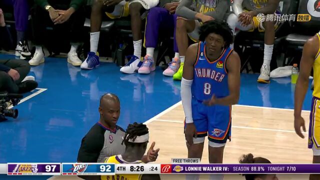 NBA常规赛：湖人vs雷霆第4节中文解说回放