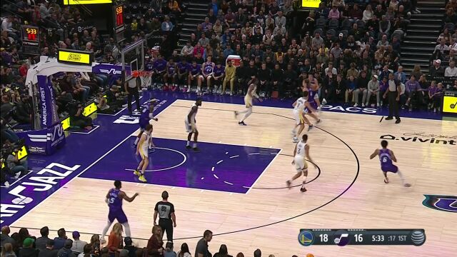 NBA常规赛：勇士vs爵士第1节英文原声回放