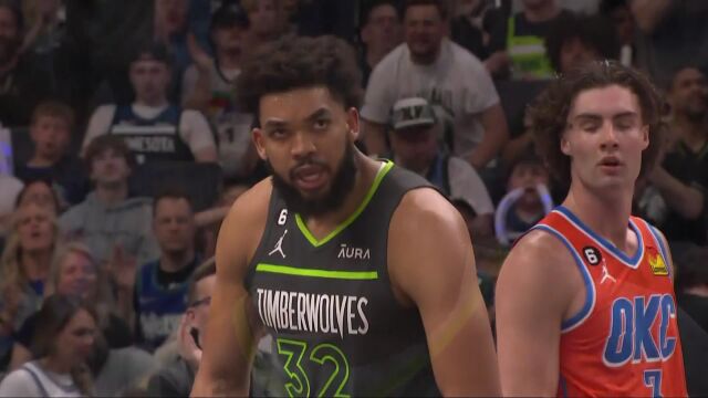 NBA常规赛：雷霆vs森林狼第4节英文原声回放