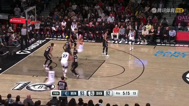 NBA常规赛：森林狼vs篮网第4节 中文解说回放