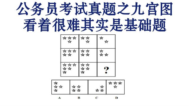 公务员你考试真题之九宫图,按照规律的步骤去解