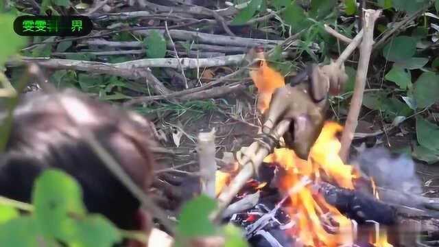 小屁孩终于不偷吃了, 这次小哥儿俩合作烤鸡