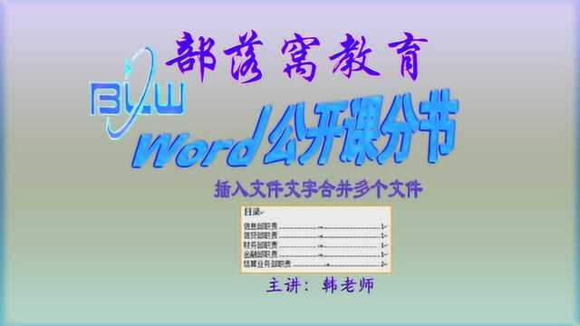 word合并多个文件视频:插入文件文字设置文件目录更新内容