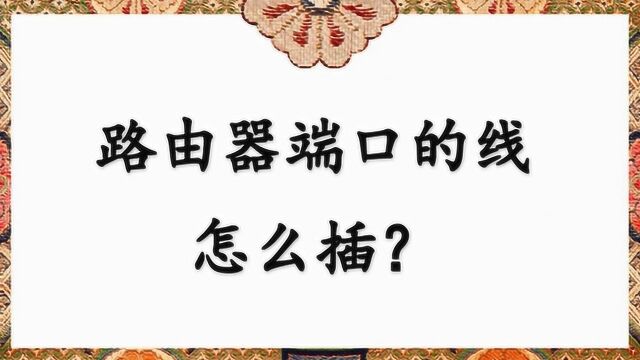 路由器端口的线怎么插?