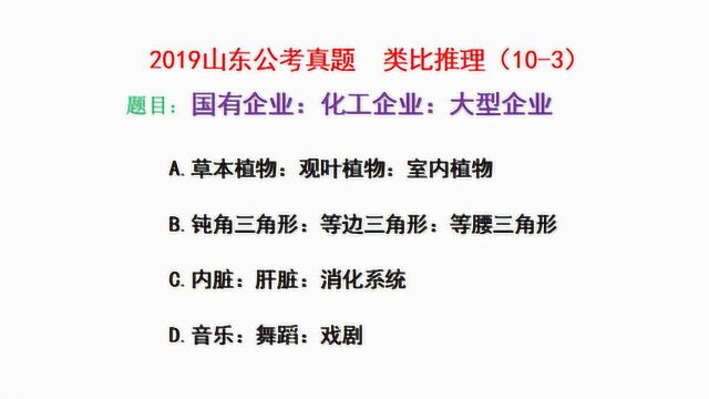 2019山东公考,类比推理,国有企业、化工企业和大型企业什么关系