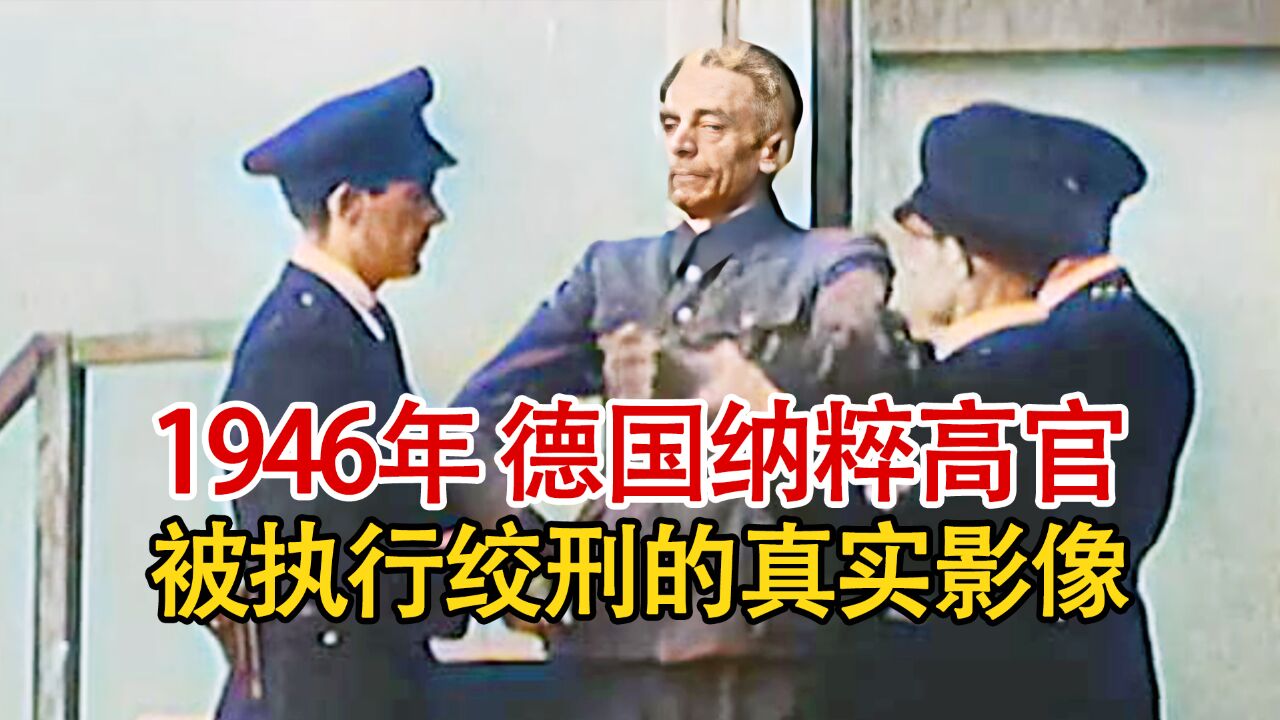 实录1946年,利迪策大屠杀元凶,德国纳粹高官赫尔曼被绞刑时影像