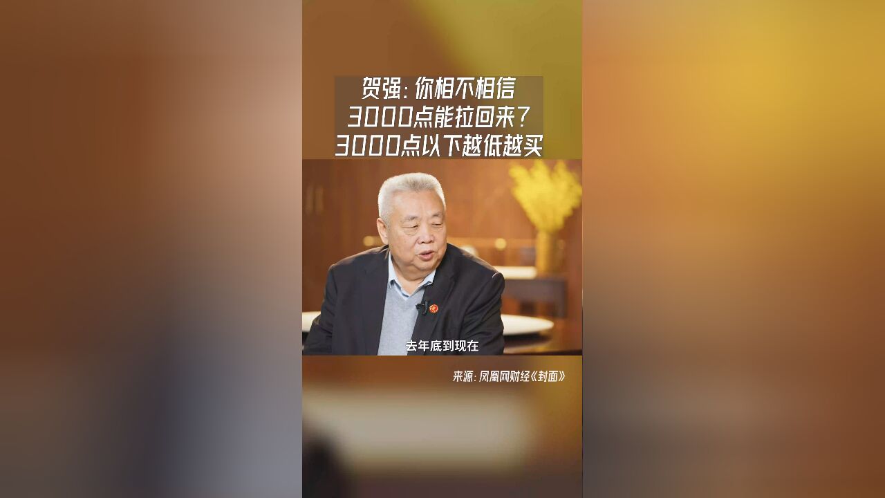 贺强:你相不相信3000点能拉回来?3000点以下越低越买