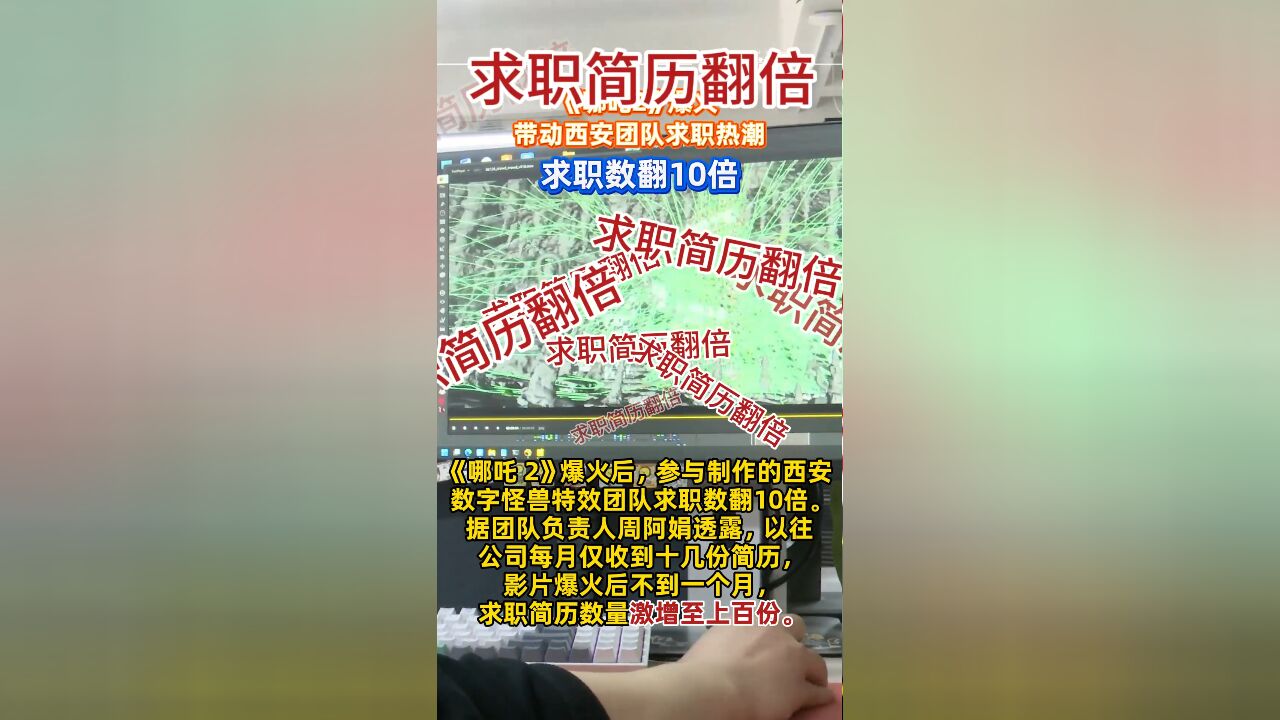 哪吒2爆火后带动西安团队求职热潮,求职数翻10倍!