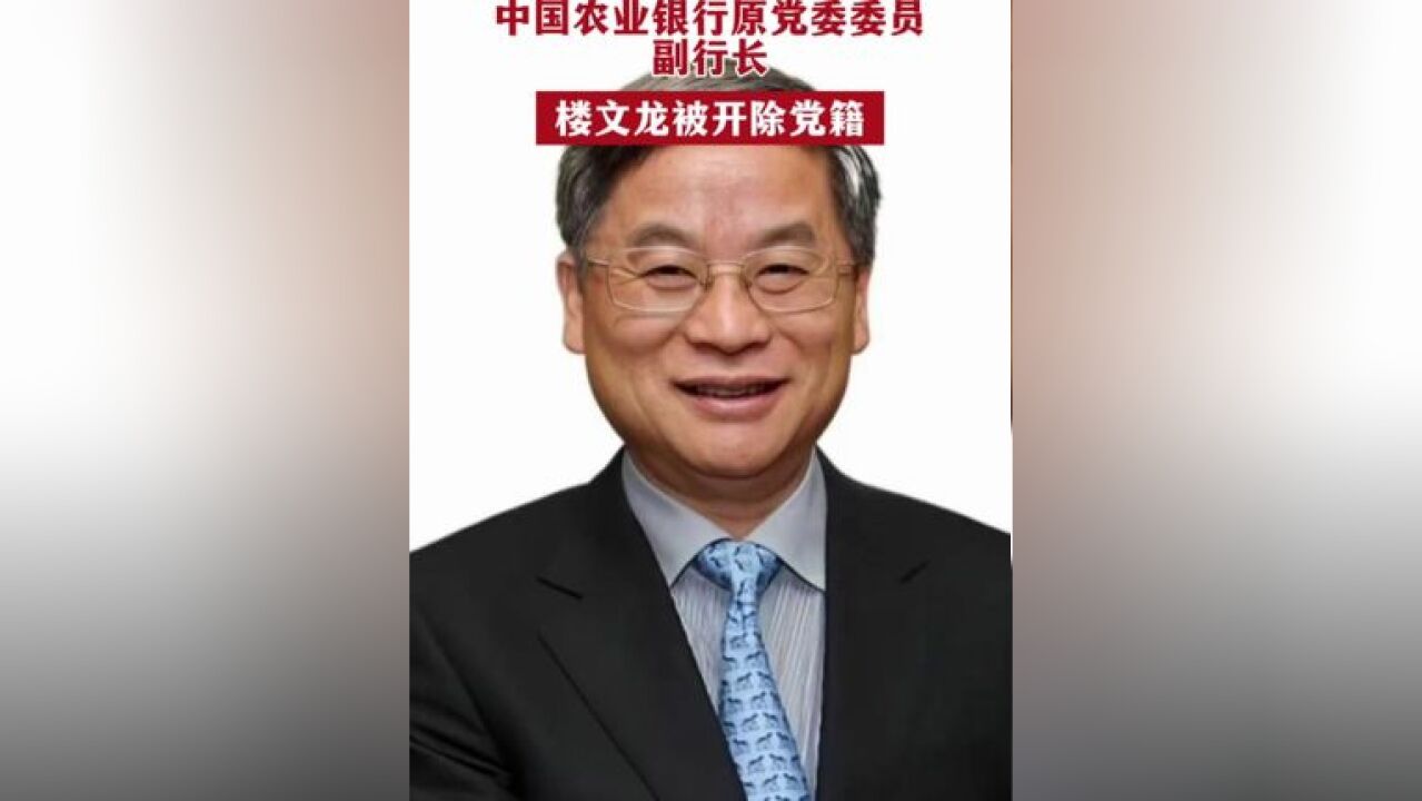 中国农业银行原党委委员、副行长楼文龙被开除党籍