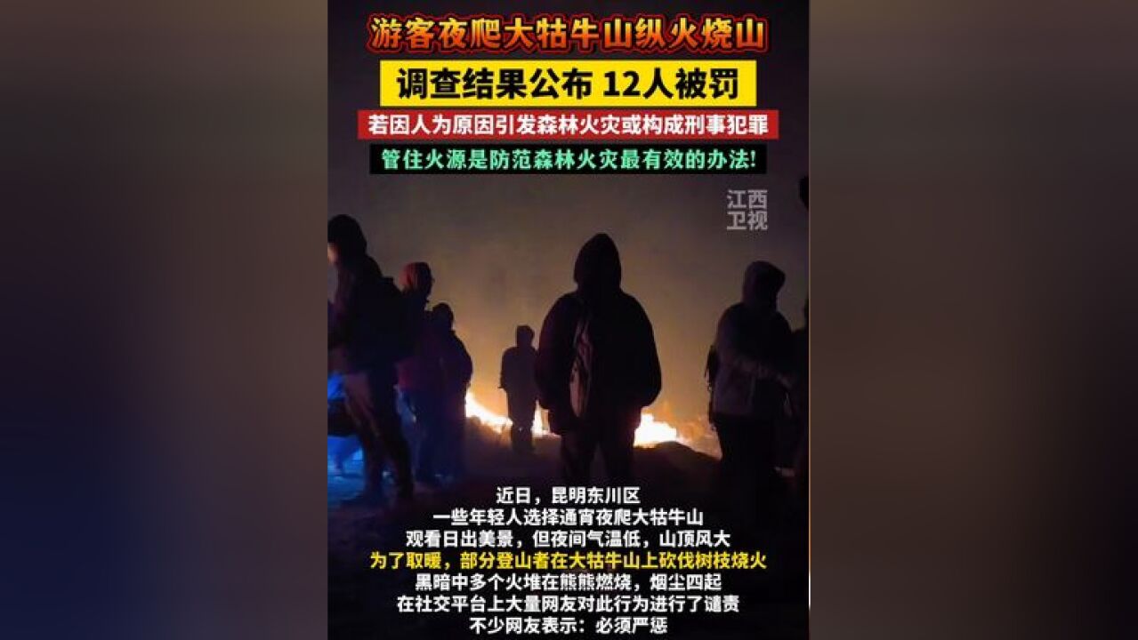 大牯牛山游客山顶夜晚纵火,12人被罚!