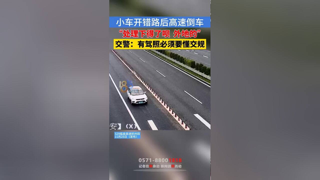 小车高速上倒车,交警:有驾照就必须懂交规,并且遵守 #浙江 #高速 #本地民生资讯