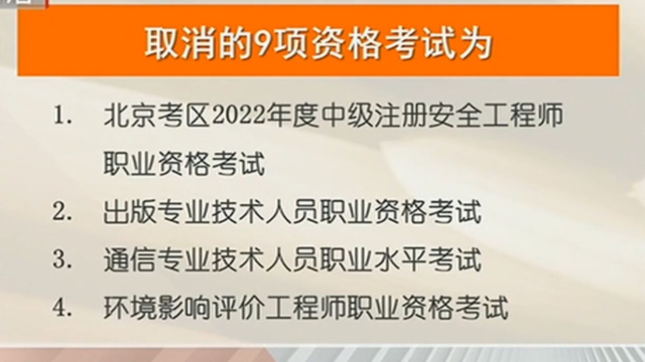 本周末举行的北京考区9项资格考试取消