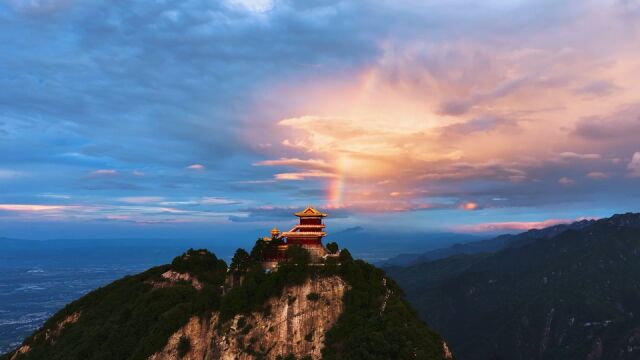 西安南五台彩虹穿云美不胜收