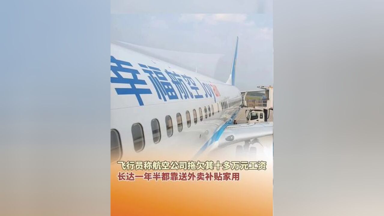 飞行员称航空公司拖欠其十多万元工资,长达一年半都靠送外卖补贴家用