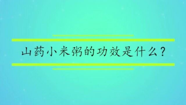 山药小米粥的功效是什么?