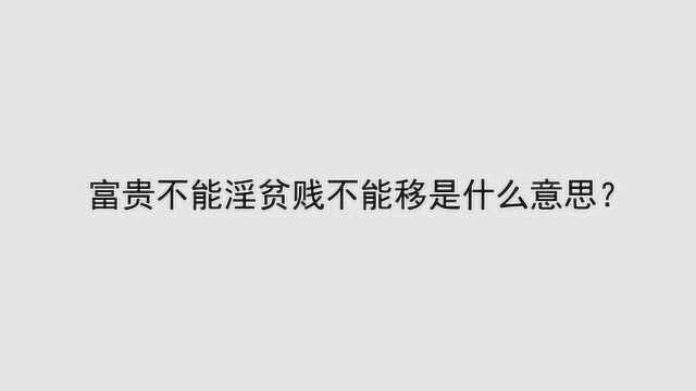 富贵不能淫贫贱不能移是什么意思?