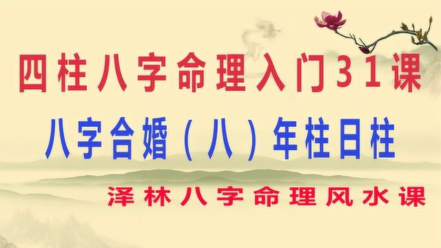 四柱八字命理入门31课—八字合婚(八)年柱日柱