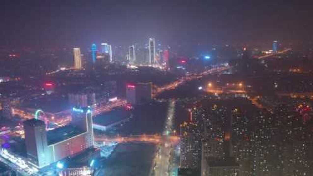 航拍合肥城市夜景，不愧是安徽第一大城市，连经开区夜景都这么美