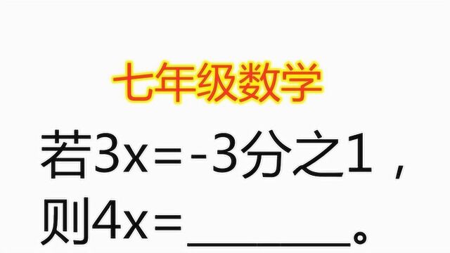 七年级数学:若3x=3分之1,则4x等于多少?