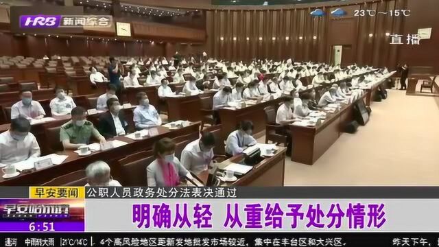 速看!公职人员政务处分法表决通过:明确从轻、从重给予处分情形