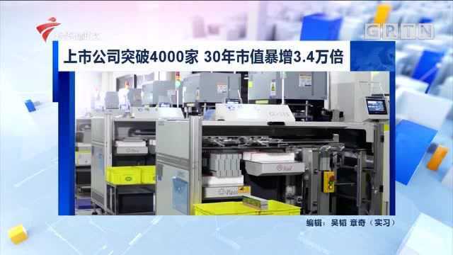 上市公司突破4000家 30年市值暴增3.4万倍