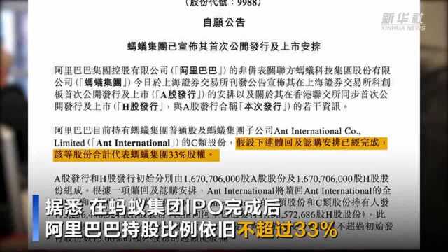 阿里巴巴认购蚂蚁集团7.3亿股 其中半数承诺限售2年