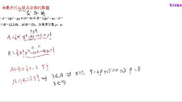 高中数学:由集合的运算求参数的取值(涉及二次方程知识)