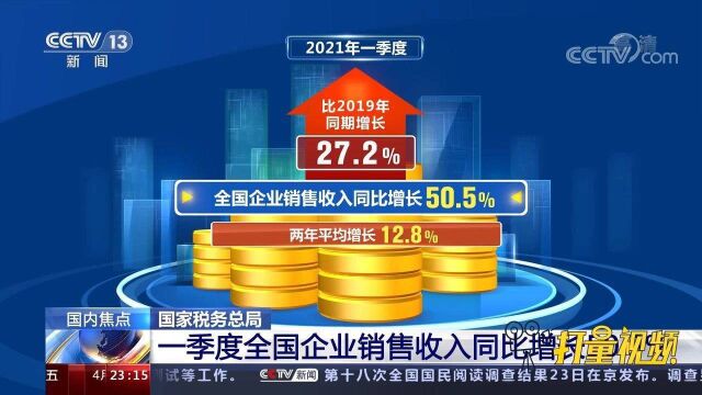 国家税务总局:2021年一季度全国企业销售收入平稳向好