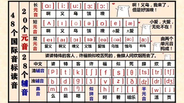 48个国际音标读音(带中文解释),太实用了!收藏自己学!