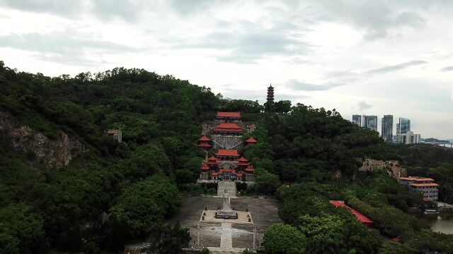 航拍广州南沙天后宫妈祖庙全景,这里是祈求姻缘最灵验的寺庙