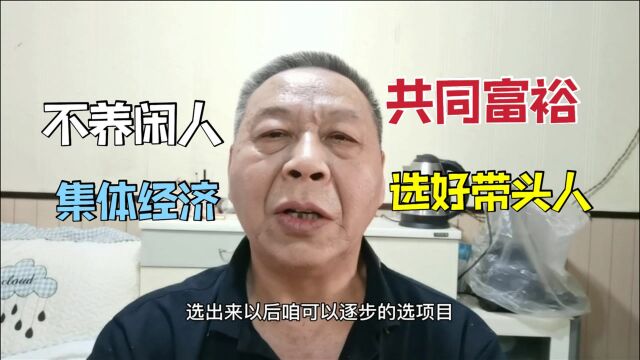 当年集体经济吃大锅饭,已经不复存在,共同富裕选出好的带头人