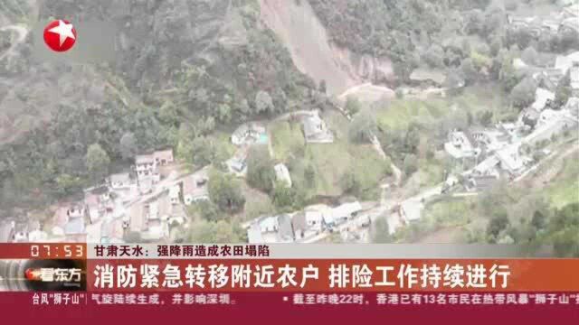 甘肃天水:强降雨造成农田塌陷——消防紧急转移附近农户 排险工作持续进行