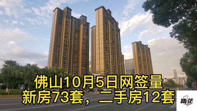 佛山10月5日房地产网签量:新房网签73套,二手房网签12套,总共加起来不足100套!#房地产 #网签量 #路茫