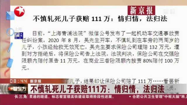 新京报:不慎轧死儿子获赔111万——情归情,法归法