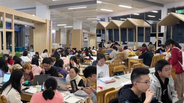 华中师范大学食堂座无虚席,放眼望去竟都在学习,网友:最美风景