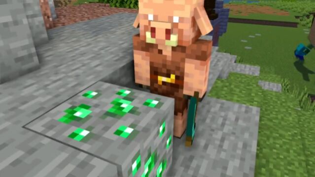 Minecraft动画:猪灵挖掘绿宝石