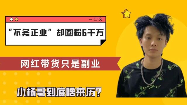 “不务正业”却圈粉6000万,网红带货只是副业,小杨哥到底啥来历?