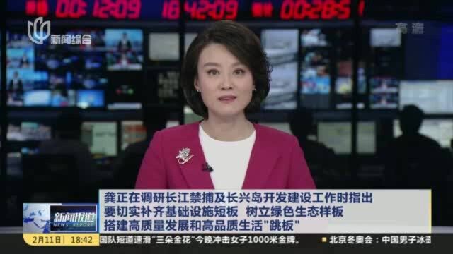 龚正在调研长江禁捕及长兴岛开发建设工作时指出 要切实补齐基础设施短板 树立绿色生态样板 搭建高质量发展和高品质生活”跳板”