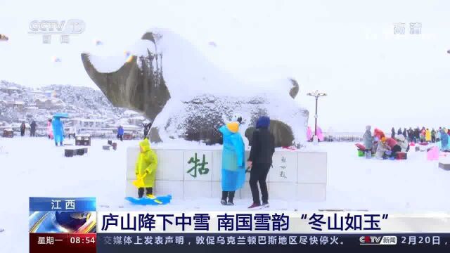 江西 庐山降下中雪 南国雪韵“冬山如玉”